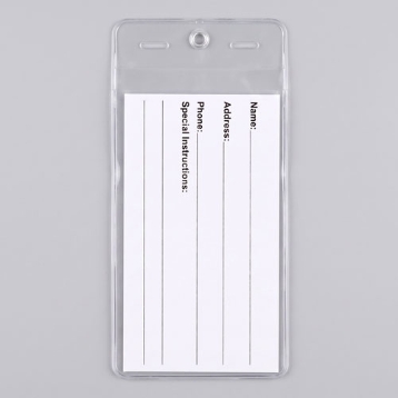 Clear Vinyl Sleeve Tag with Printed Card for Laundry Bags