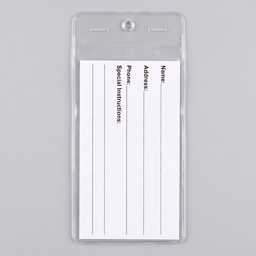 Clear Vinyl Sleeve Tag with Printed Card for Laundry Bags