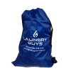 Front View of Misprinted Blue Laundry Bag with Strap
