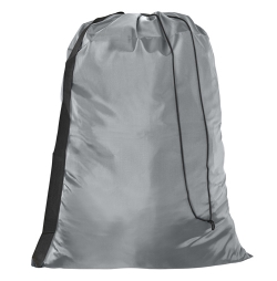 Grey Polyester Laundry Bag with Carry Strap - Nylon like