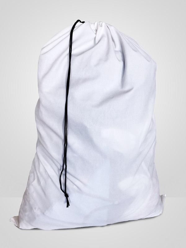 Close up of the fabric on our white canvas laundry bag 30x40