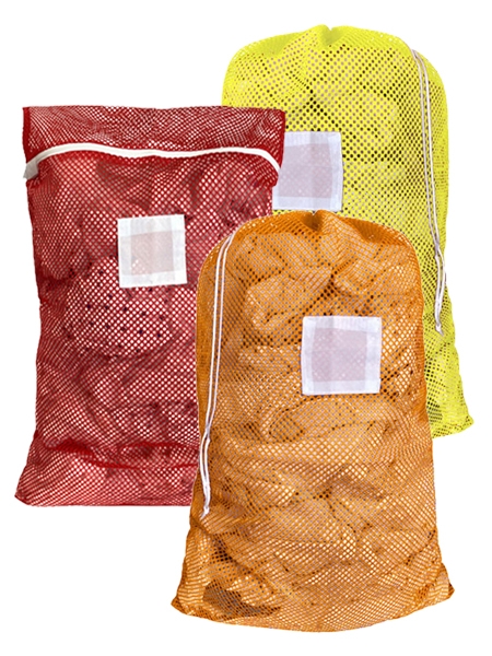 Closeup of zipper on a mesh laundry bag