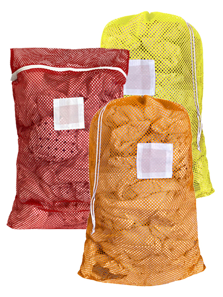Closeup of zipper on a mesh laundry bag