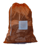Medium Orange Mesh Net Laundry Bag with Drawstring and Toggle and Sewn in ID Tag in the Front Center